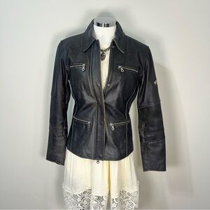Harley Davidson Distressed Panhead Leather Riding Brown Jacket Womens Size S